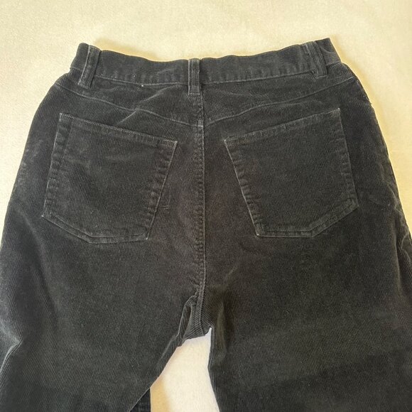 LL Bean Womens High Waisted Corduroy Straight Leg Vtg 90s Pants Size 12 Black - Picture 5 of 12